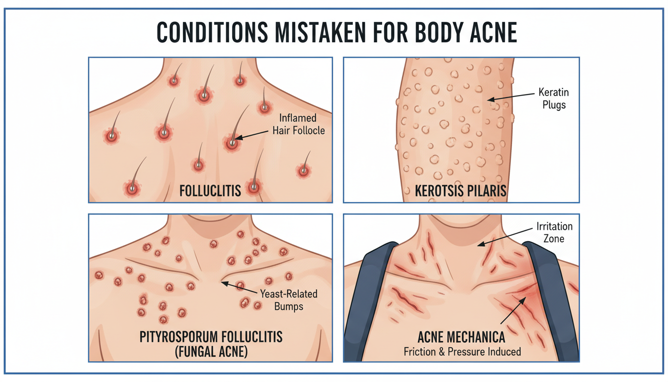 Illustrated step-by-step guide to an anti-body-acne shower routine