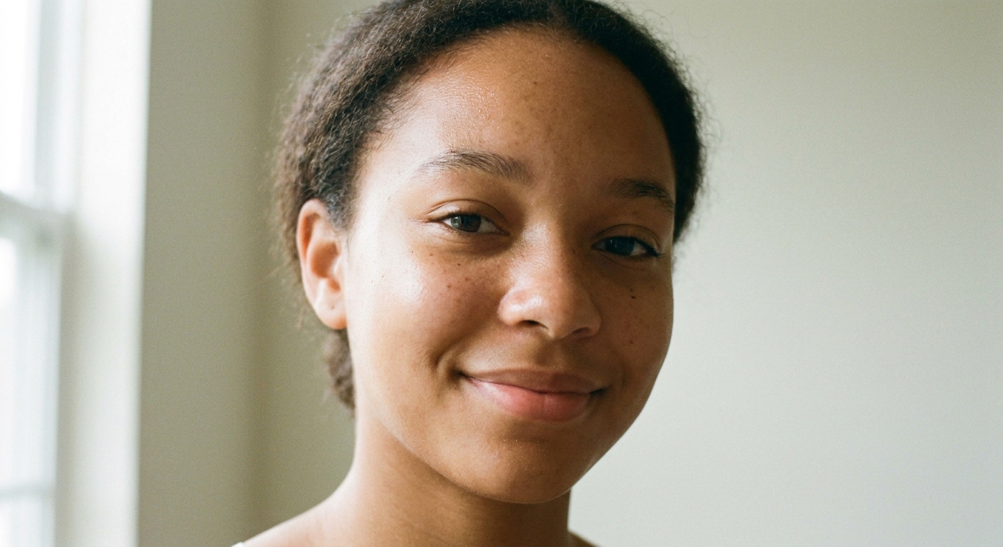 Close-up of a teenager's clear, healthy skin after treatment