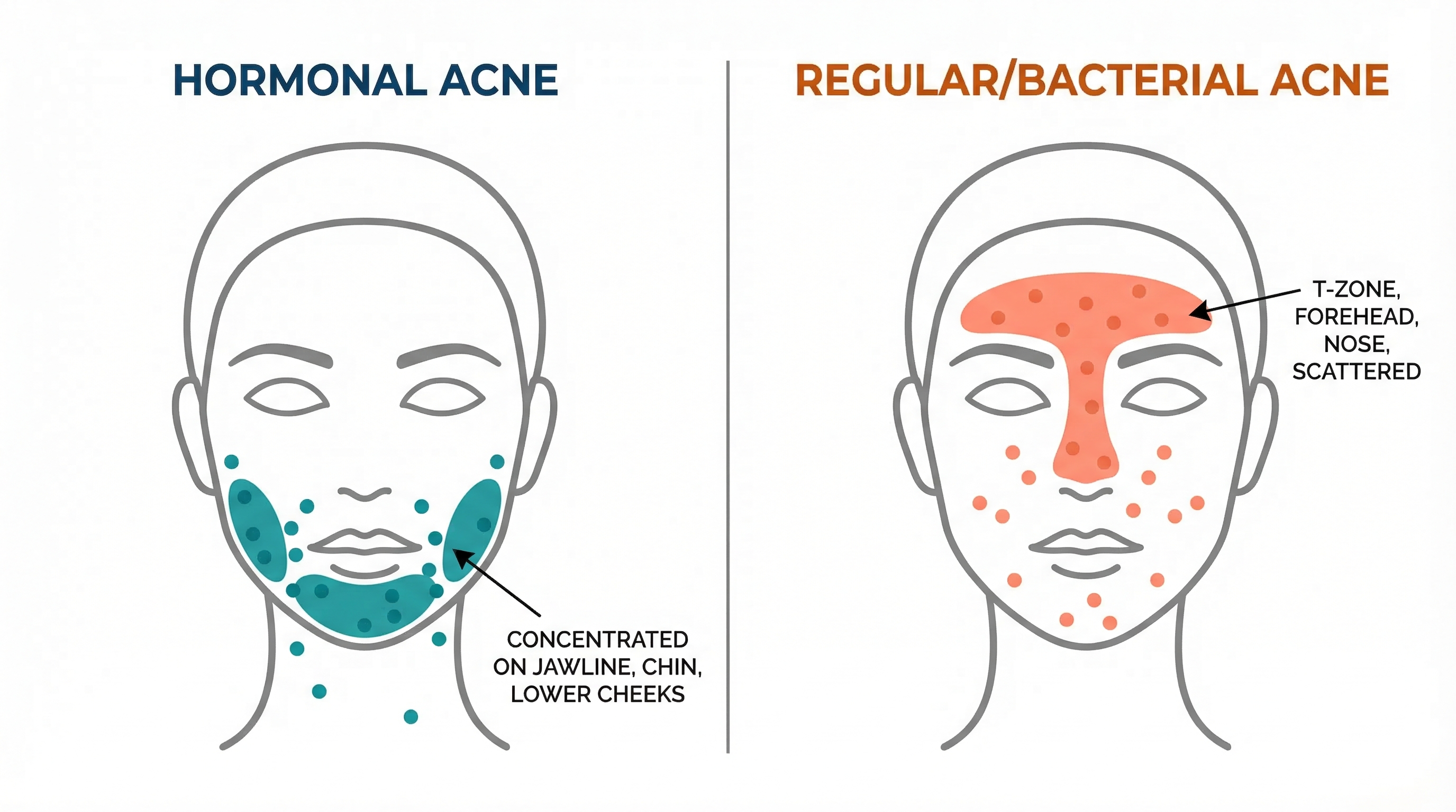 Side-by-side comparison of traditional face mapping claims versus scientifically supported zone-based acne factors