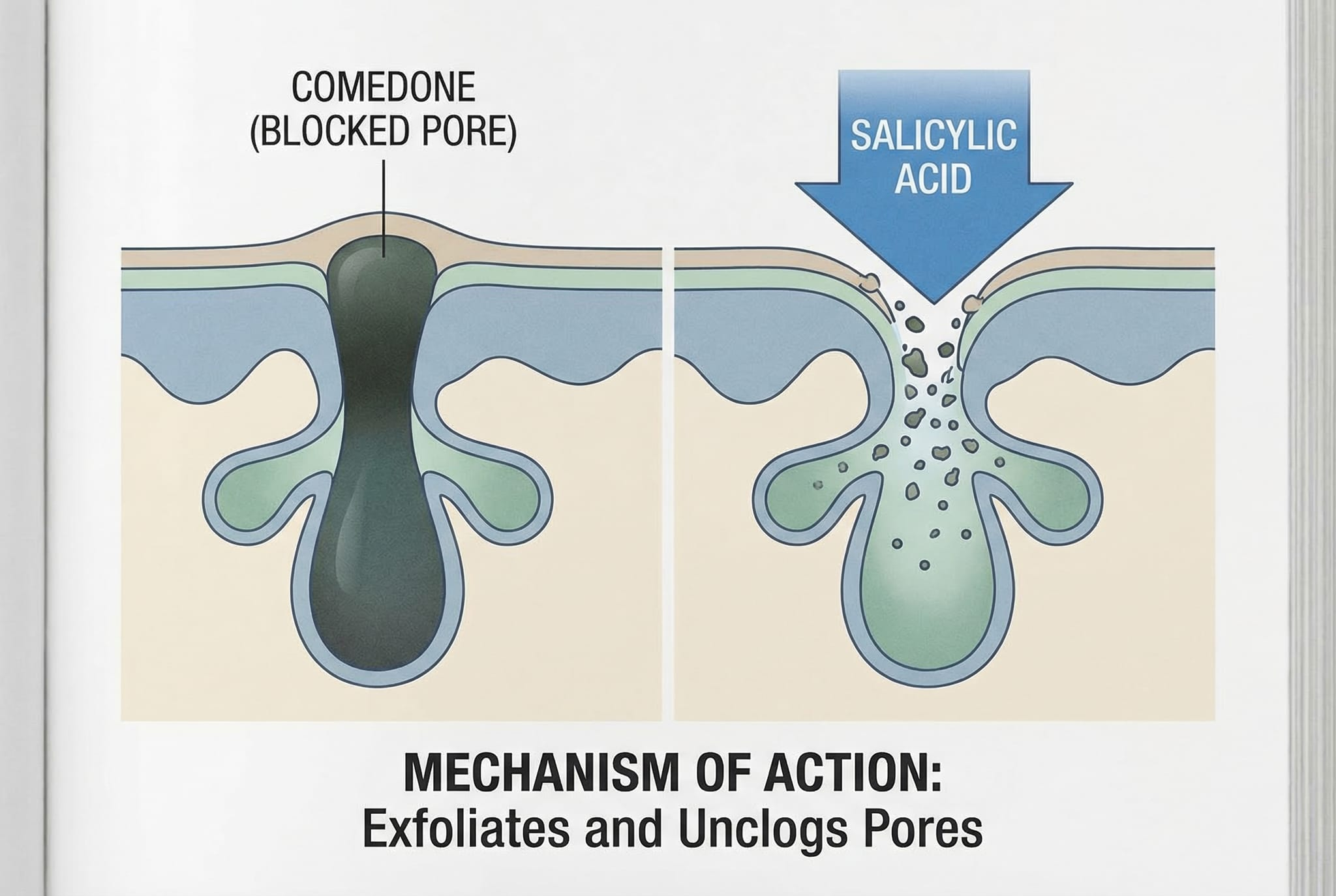 How salicylic acid works — exfoliates and unclogs pores