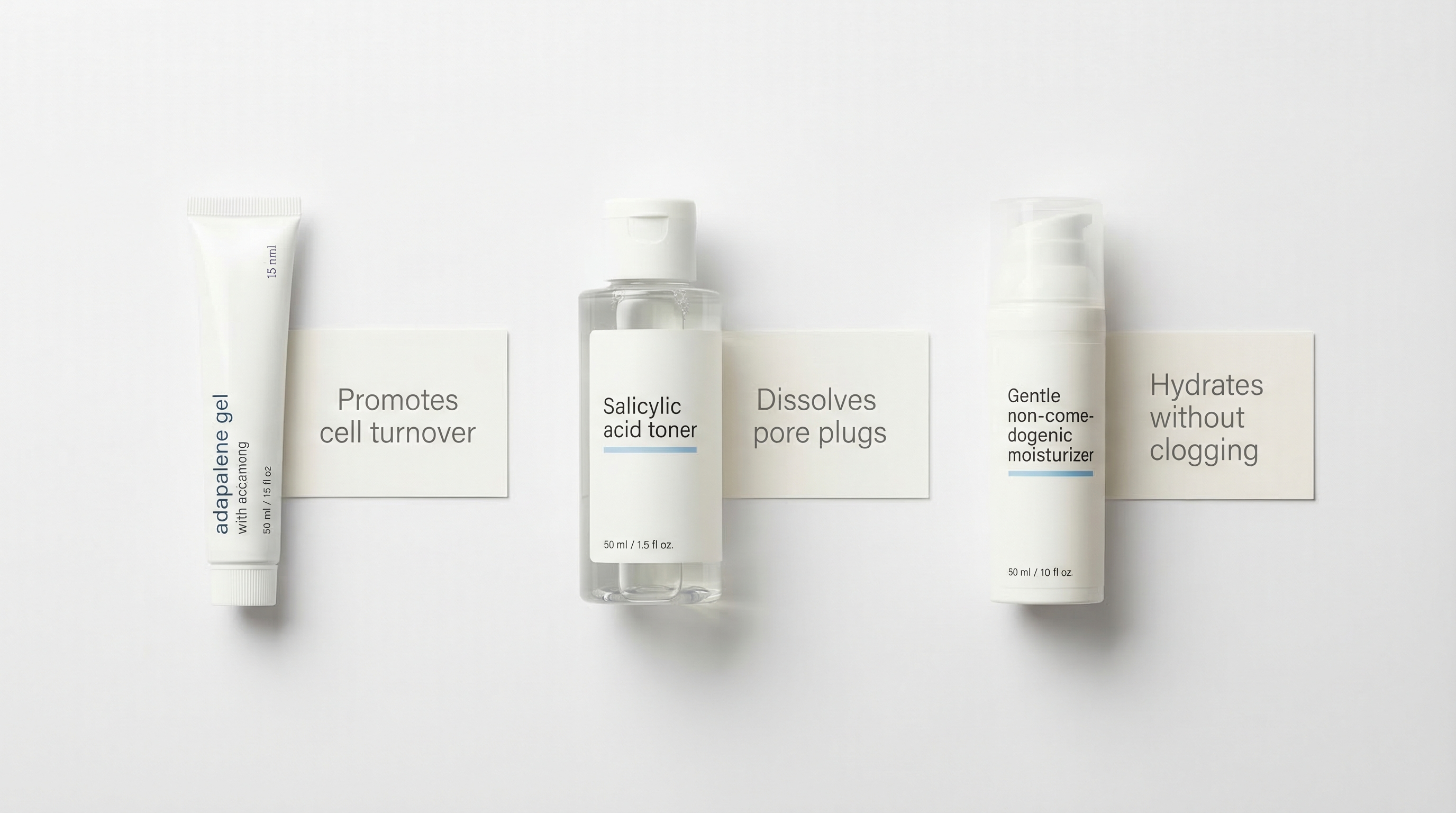 Before and after comparison showing improvement in closed comedones after 8 weeks of consistent retinoid treatment